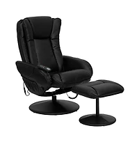 Massaging Multi-Position Plush Recliner Chair With Side Pocket And Ottoman