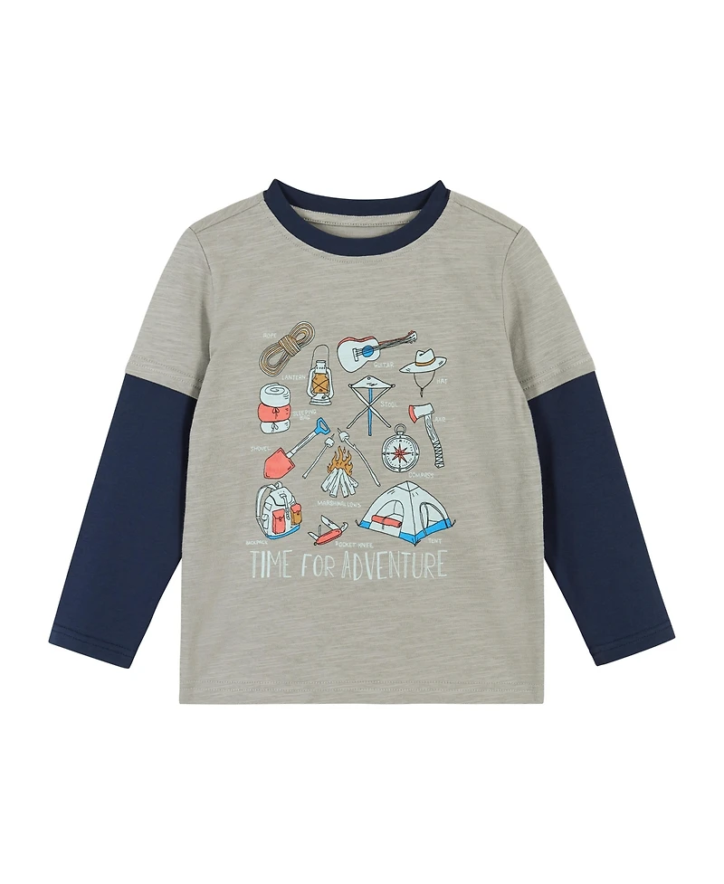 Andy & Evan Toddler Boys Toddler/Child Camping Long Sleeve Two-Fer Tee Set