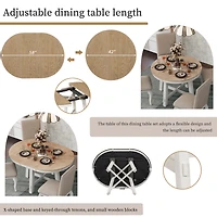 Streamdale Furniture Oak Wood Farmhouse Dining Table with Extendable Leaf