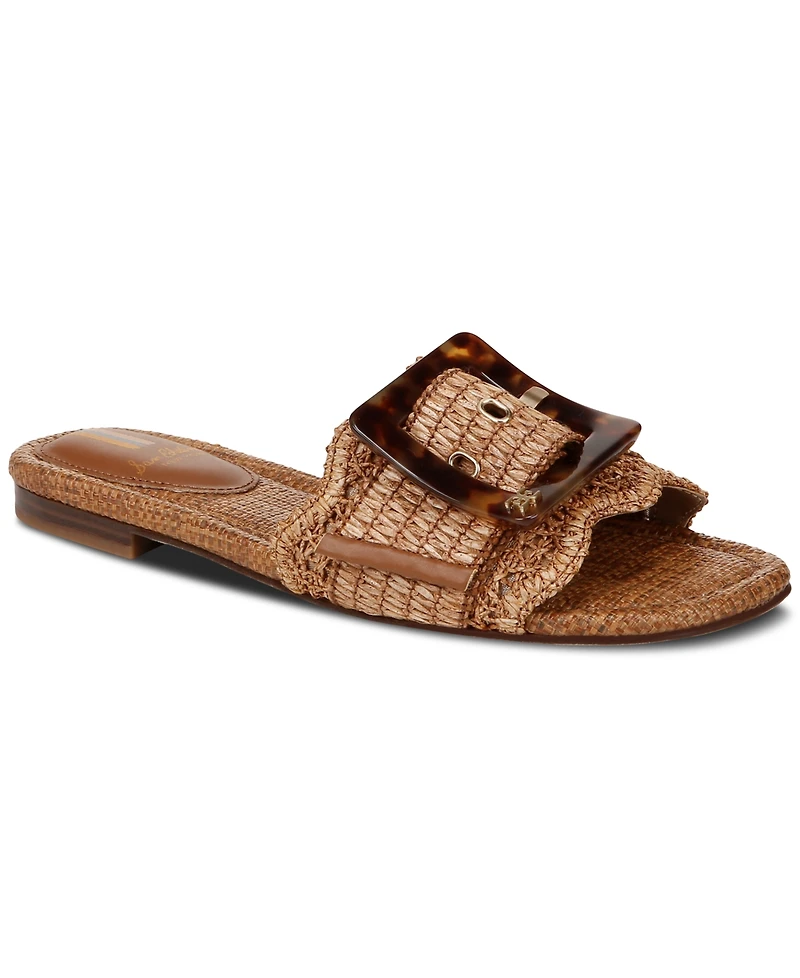 Sam Edelman Women's Bambi Raffia Buckle Slide Sandals