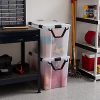 Iris Usa 106qt Weatherpro Wheeled Plastic Storage Bin with Seal Latching Lid and 6Buckles
