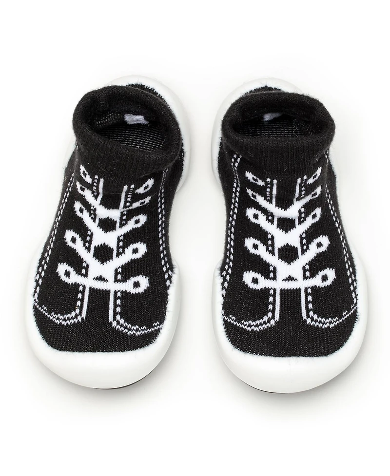 Komuello Infant Girl Boy Breathable Washable Non-Slip Sock Shoes Sneakers - Black