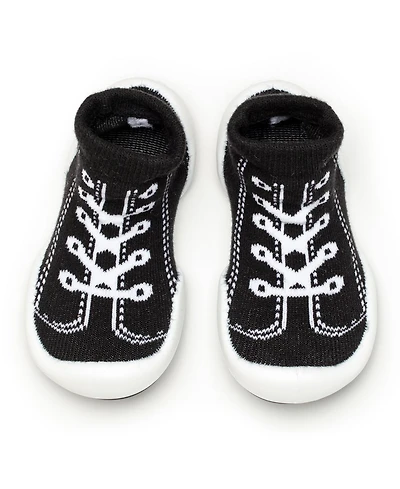Komuello Infant Girl Boy Breathable Washable Non-Slip Sock Shoes Sneakers - Black