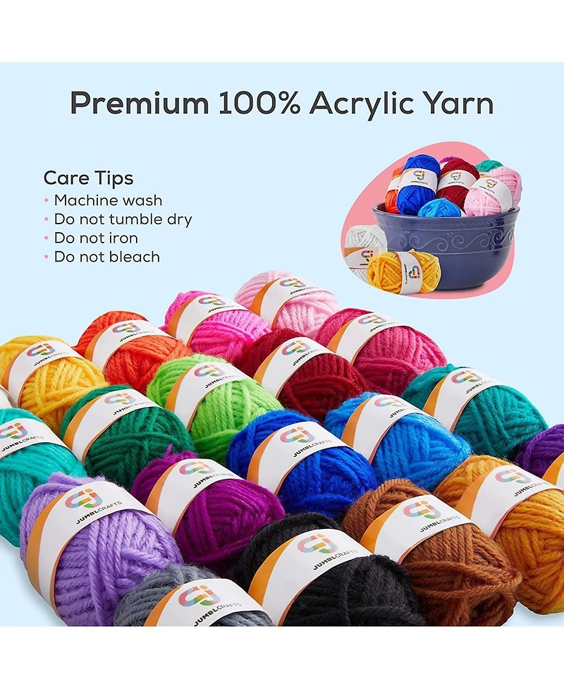 JumblCrafts Acrylic Yarn for Crocheting, 20 Crochet Yarn for Crafts