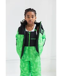 Minecraft Zombie Zip Up Puffer Jacket and Snow Bib Ski Pants Toddler| Child