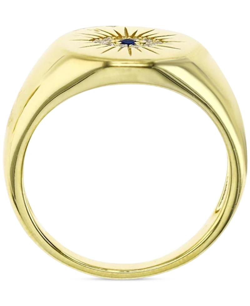 Cubic Zirconia & Lab Grown Blue Spinel Accent Evil Eye Ring Sterling Silver