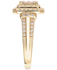Diamond Emerald Shaped Halo Cluster Engagement Ring (1 ct. t.w.) in 14k Gold