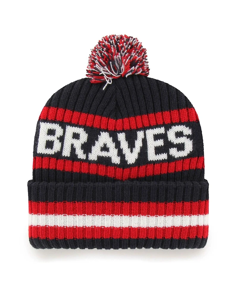Men's '47 Brand Navy Atlanta Braves Bering Cuffed Knit Hat with Pom