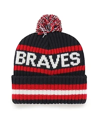 Men's '47 Brand Navy Atlanta Braves Bering Cuffed Knit Hat with Pom