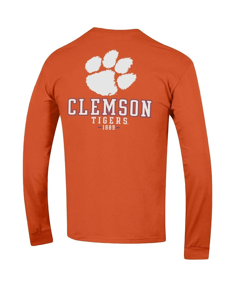 Men's Champion Orange Clemson Tigers Team Stack Long Sleeve T-shirt
