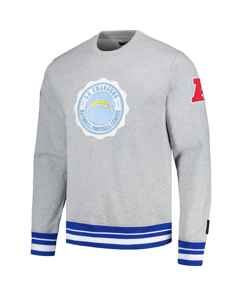 Men's Pro Standard Heather Gray Los Angeles Chargers Crest Emblem Pullover Sweatshirt