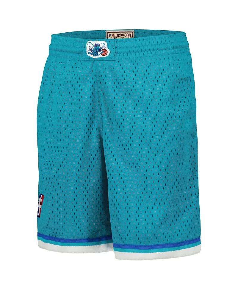 Big Boys Mitchell & Ness Teal Charlotte Hornets Hardwood Classics Swingman Shorts