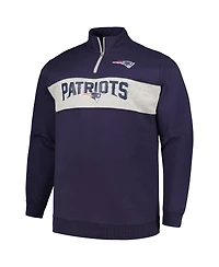 Men's Profile Navy New England Patriots Big and Tall Fleece Quarter-Zip Jacket