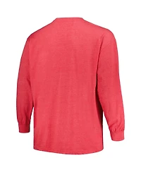 Men's Profile Heather Scarlet Distressed San Francisco 49ers Big and Tall Throwback Long Sleeve T-shirt