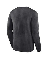 Men's Fanatics Heather Charcoal Distressed Miami Heat Front Court Press Snow Wash Long Sleeve T-shirt