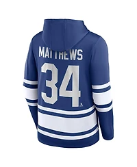 Men's Fanatics Auston Matthews Blue Toronto Maple Leafs Name and Number Lace-Up Pullover Hoodie