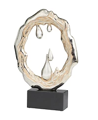 Rosemary Lane Aluminum Abstract Metallic Melting Drip Collection Sculpture with Marble Base