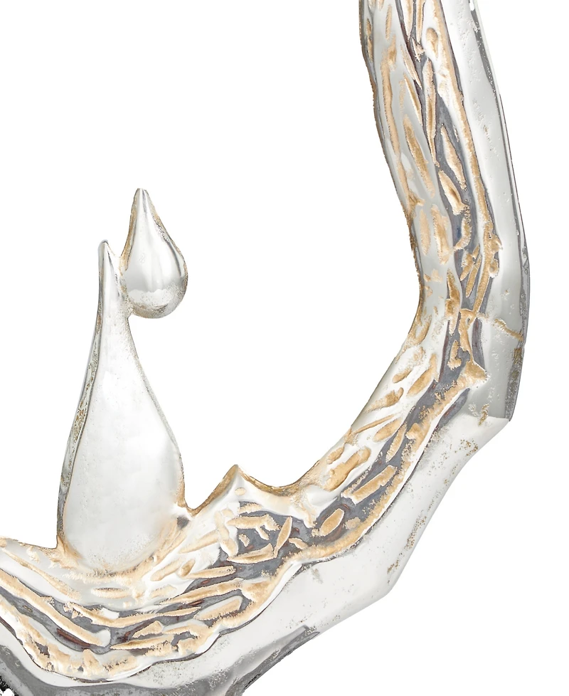 Rosemary Lane Aluminum Abstract Metallic Melting Drip Collection Sculpture with Marble Base