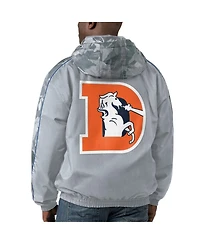 Men's Starter Gray Distressed Denver Broncos Thursday Night Gridiron Throwback Full-Zip Jacket