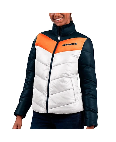 Women's G-iii 4Her by Carl Banks White, Navy Chicago Bears New Star Quilted Full-Zip Jacket