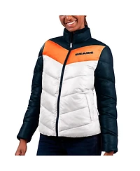 Women's G-iii 4Her by Carl Banks White, Navy Chicago Bears New Star Quilted Full-Zip Jacket