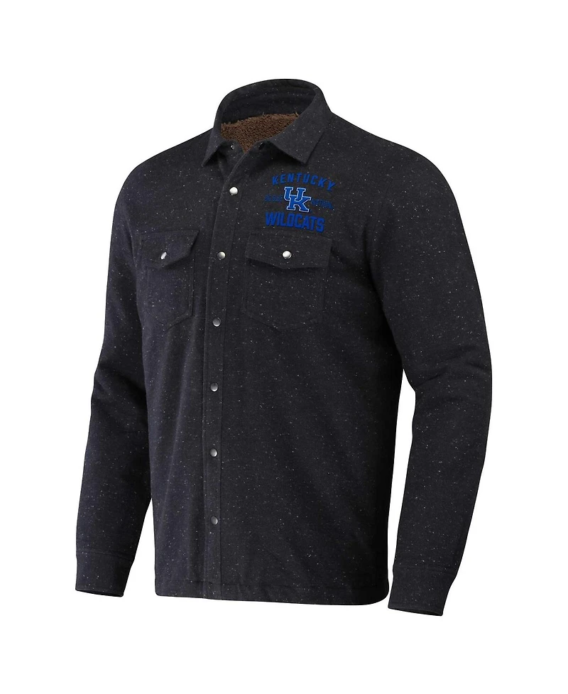 Men's Darius Rucker Collection by Fanatics Heather Charcoal Kentucky Wildcats Sherpa-Lined Full-Snap Shacket
