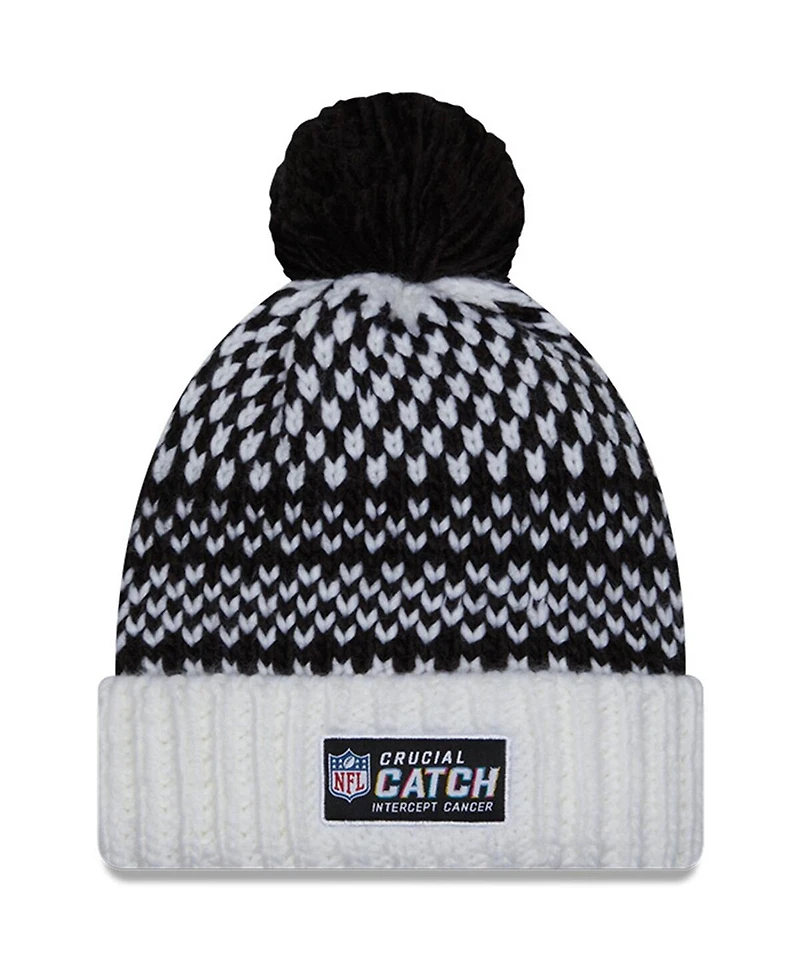 Women's New Era Black, White New York Giants 2023 Nfl Crucial Catch Cuffed Pom Knit Hat