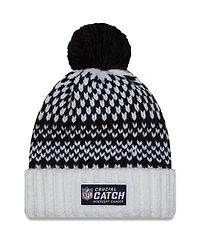 Women's New Era Black, White New York Giants 2023 Nfl Crucial Catch Cuffed Pom Knit Hat