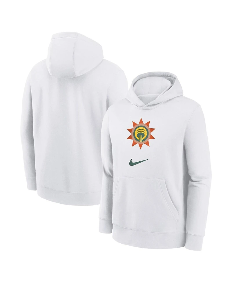 Big Boys Nike White Distressed San Antonio Spurs 2023/24 City Edition Essential Pullover Hoodie