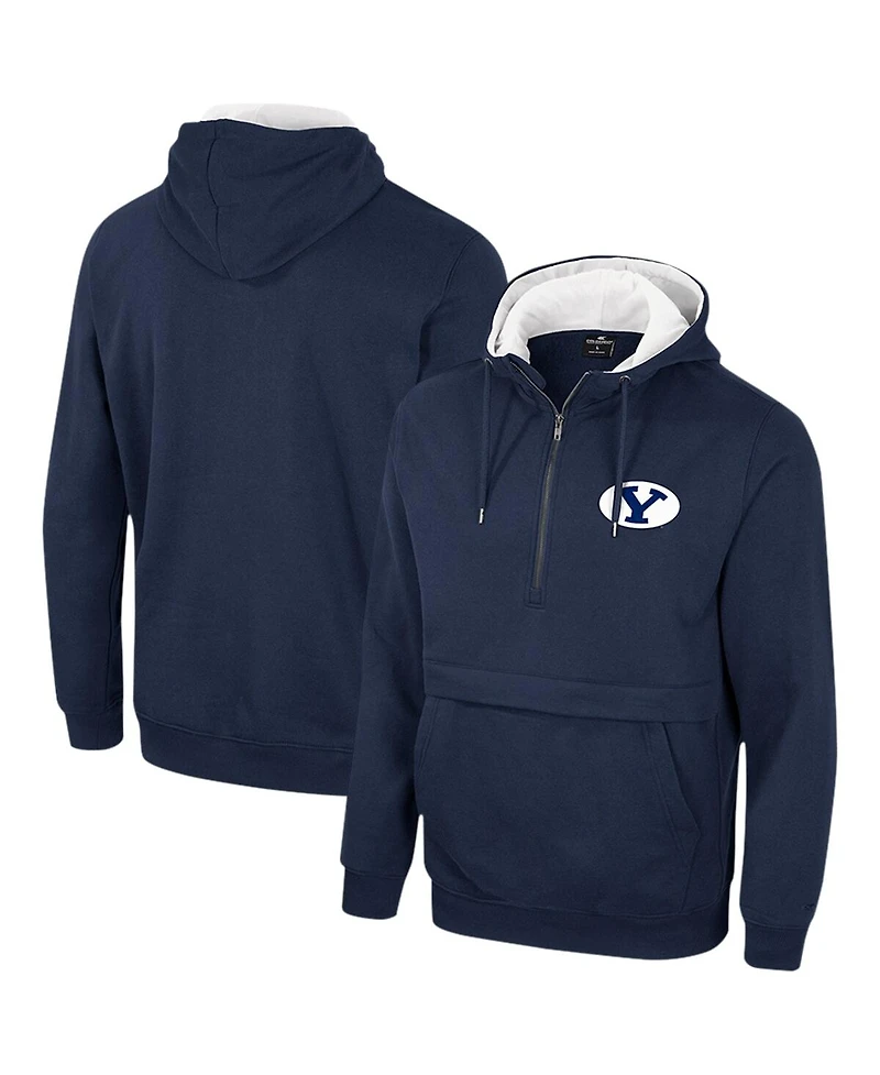 Men's Colosseum Navy Byu Cougars Half-Zip Hoodie