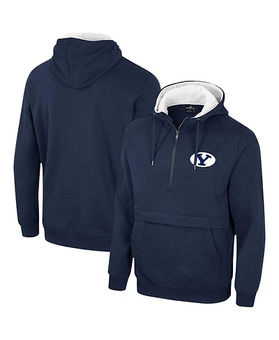 Men's Colosseum Navy Byu Cougars Half-Zip Hoodie