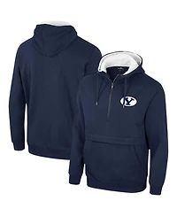 Men's Colosseum Navy Byu Cougars Half-Zip Hoodie