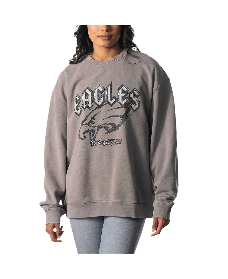 Men's and Women's The Wild Collective Gray Philadelphia Eagles Distressed Pullover Sweatshirt