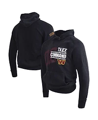 Men's and Women's Dc Proper Black Distressed Washington Commanders Take Command Mineral Wash Vintage-Like Pullover Hoodie