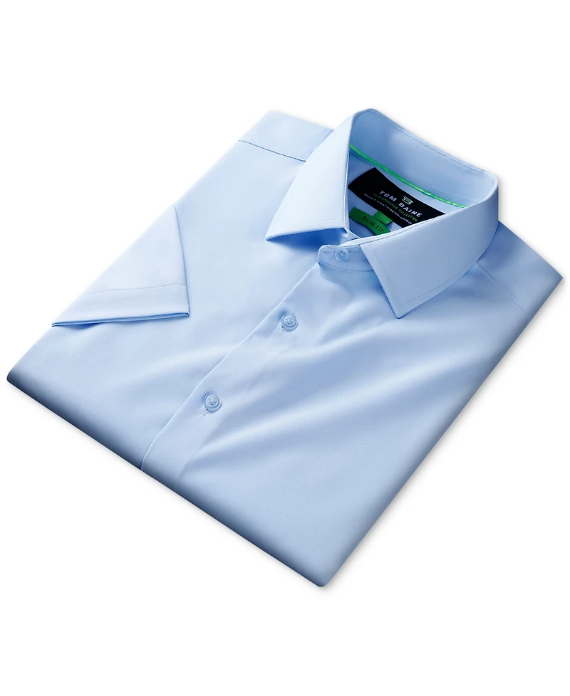 Men's Slim Fit Short Sleeve Performance Button Down Dress Shirt