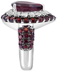 Effy Garnet (7-1/3 ct. t.w.) & White Topaz (1-1/2 ct. t.w.) Pear Halo Ring in Sterling Silver