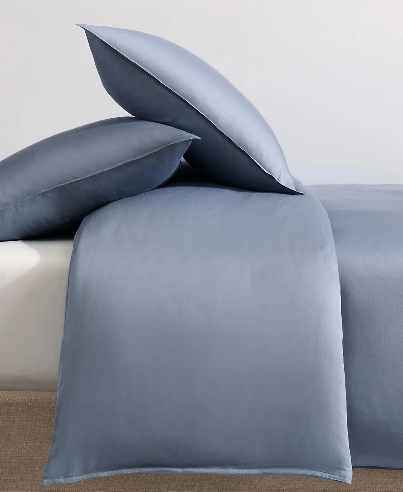 Closeout! Calvin Klein Organic Earth Solid Cotton Sateen 3 Piece Duvet Cover Set