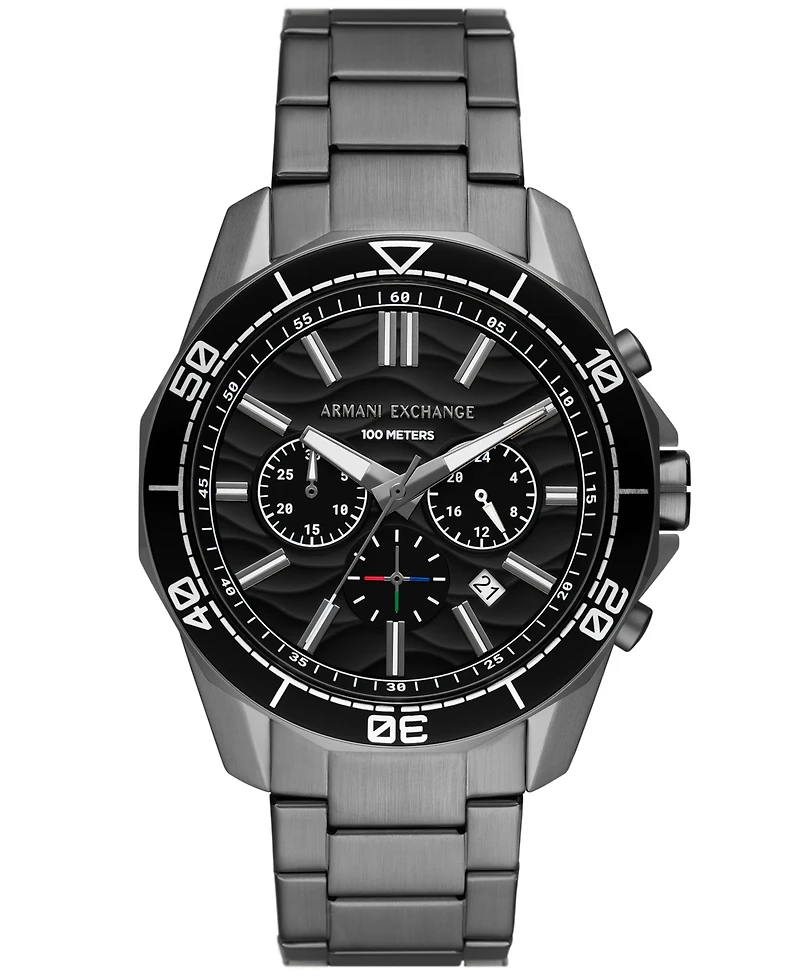 A|X Armani Exchange Men's Chronograph Gunmetal Stainless Steel Watch 44mm