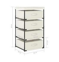 Storage Rack with 4 Fabric Baskets Steel Cream