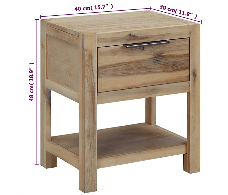 Nightstand with Drawer 15.7"x11.8"x18.9" Solid Acacia Wood