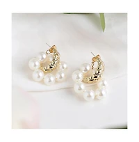 Sohi Women's White Circular Drop Earrings