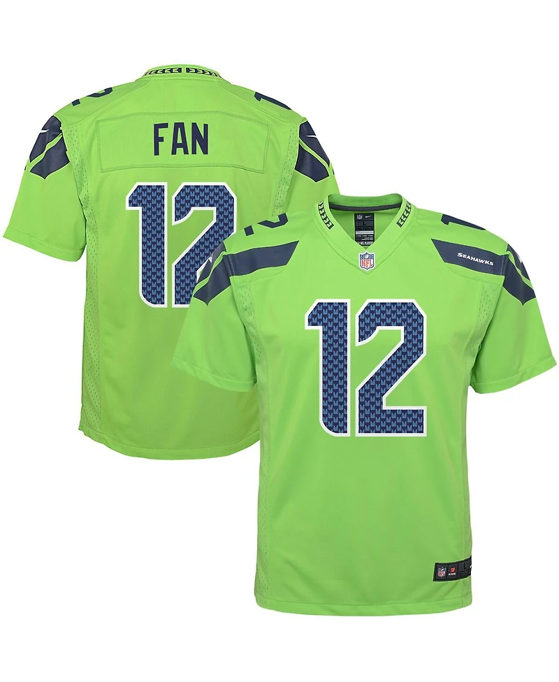 Big Boys Nike 12th Fan Neon Green Seattle Seahawks Game Jersey