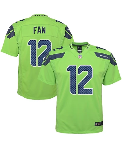 Big Boys Nike 12th Fan Neon Green Seattle Seahawks Game Jersey