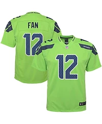Big Boys Nike 12th Fan Neon Green Seattle Seahawks Game Jersey