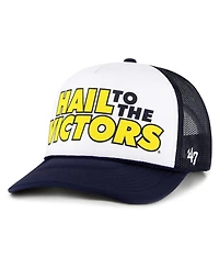 Men's '47 Brand White, Navy Michigan Wolverines Article Foam Front Trucker Hat
