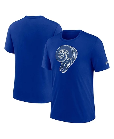 Men's Nike Royal Los Angeles Rams Rewind Logo Tri-Blend T-shirt