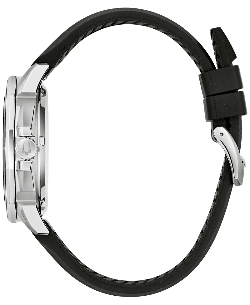 Bulova Men's Marine Star Black Silicone Strap Watch 43mm