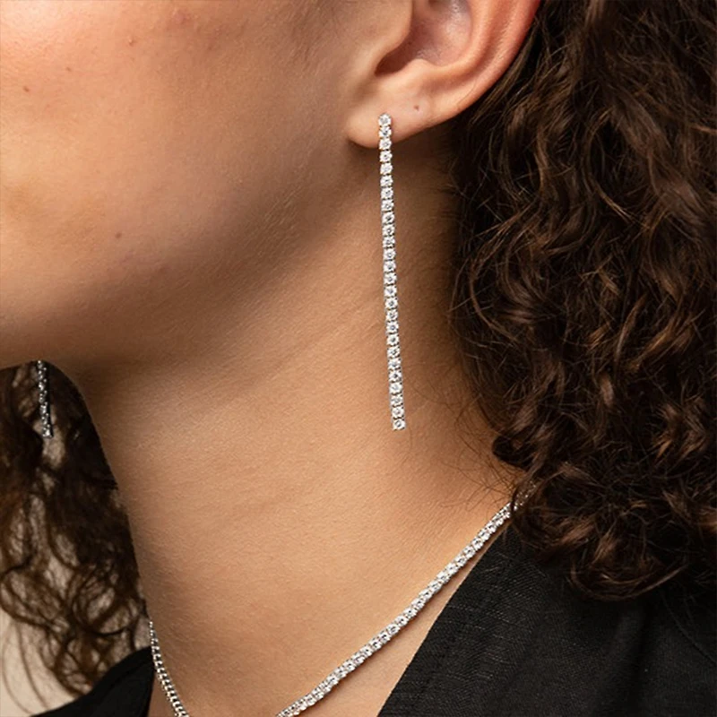 Sterling Silver Cherie Drop Tennis Earrings