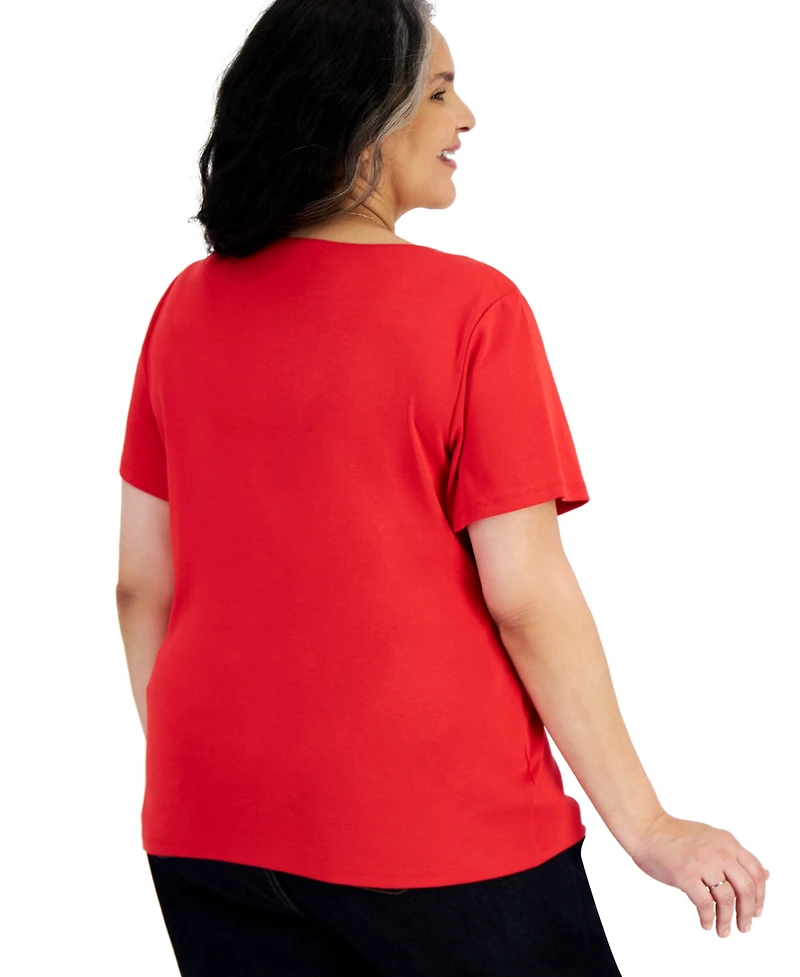 Style & Co Women's Plus Short-Sleeve Scoop-Neck Top