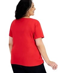 Style & Co Women's Plus Short-Sleeve Scoop-Neck Top